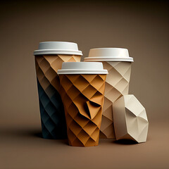 Obraz premium 3d models mockup of paper cups
