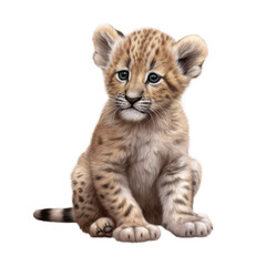 Obraz na płótnie Canvas Uroczy mały gepard, Ilustracja bez tła, png, wygenerowane przez AI