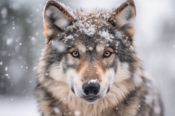 Obraz premium Portrait wolf region wolf Canis lupus with Ai Generated.