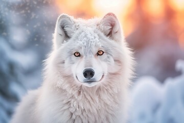 Portrait wolf looks at the camera with Ai Generated