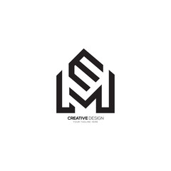 Creative unique letter l e m modern line art monogram minimal logo. L logo. E logo. M logo - obrazy, fototapety, plakaty