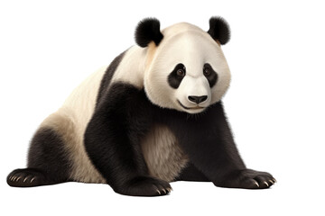 Panda bear isolated on clear background, endangered bears specie, the wild animal with black and white hair, with Generative AI.