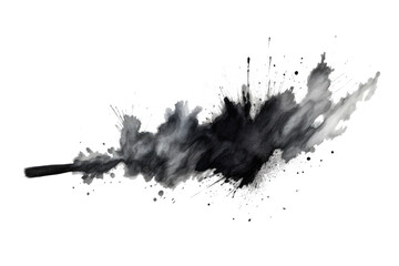 Abstract black in splash, paint, brush strokes, stain grunge isolated on clear background, Japanese style with Generative AI. - obrazy, fototapety, plakaty