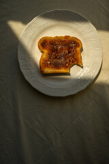 Toast on white background