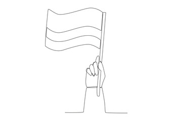 A hand and Colombian flag. Independencia de Colombia one-line drawing