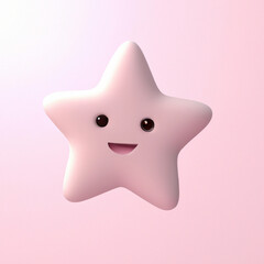 cute 3D star cartoon character isolated on purple background