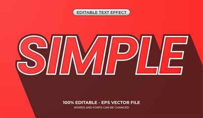 Minimalist and simple text effect with long shadow effect. Editable red graphic styles