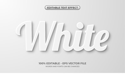 Editable white text effect in a minimalist and simple style. 3d Bold text effect with realistic shadow