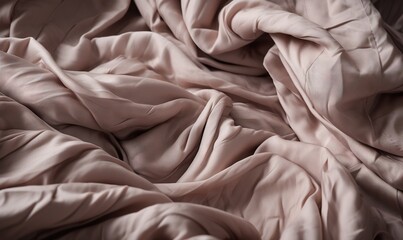 Obraz premium a close up of a bed with a pink comforter. generative ai