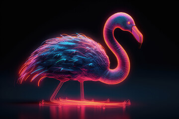 neon glowing flamingo