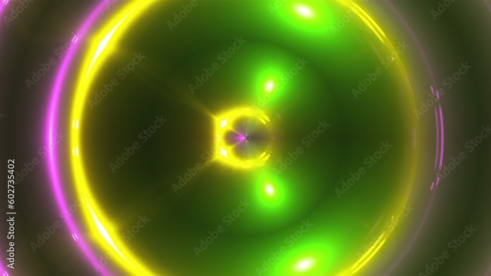 Poster 3d render of multicolored fractal lights. glowing effects. computer generated background of flickeri