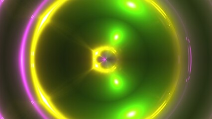 3d render of multicolored fractal lights. Glowing effects. Computer generated background of flickering circles.