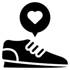 shoe running love exercise cardio fitness icon solid glyph