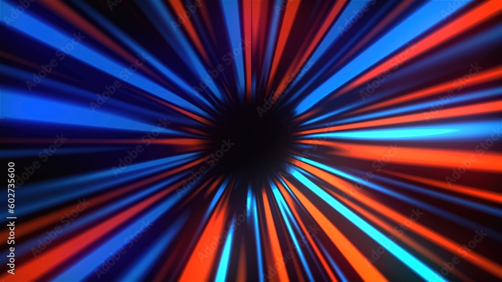 Aufkleber abstract mysterious rays tunnel, moving in space and time, distortion of space, 3d render
