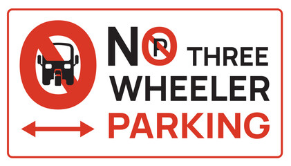 No parking sign. no access to four wheeler, three wheeler, two wheeler. Building entrance area. No parking in front of gate. Sign board for vehicle entry and exit. Cars, auto and motorcycles symbol.