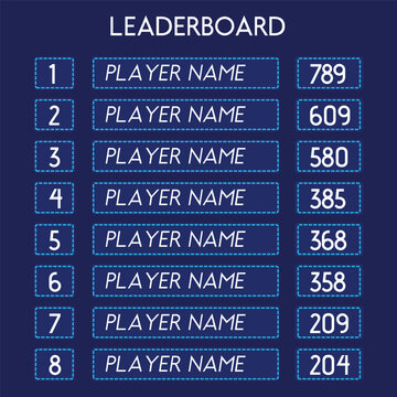 Vector leaderboard interface, game interface, game element, leaderboard with position chart infographic