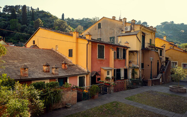 Fototapeta na wymiar Old colorful houses in Portofino town, Liguria, Italy