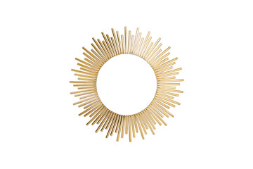 Round shape frame made with golden tubes, sun symbol element
