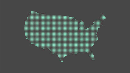 Blank elegant minimal america map made of dots or circles. Isolated on a grey background. Editable vector illustration.
