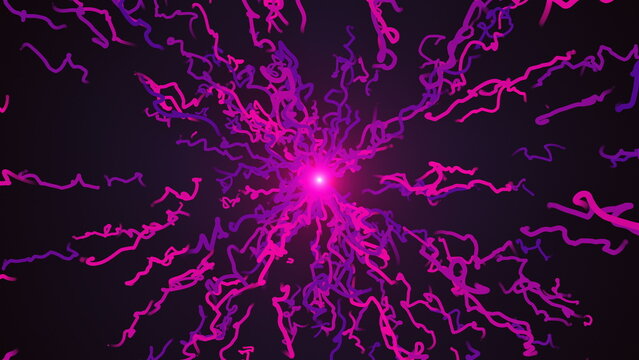 Bright particle explosion, cartoon style, 3d render background, computer generating backdrop