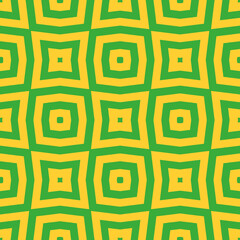 Retro green and yellow optical illusion wavy psychedelic lines and squares repeating seamless pattern digital art background wallpaper