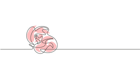 Vector illustration of rose. Simple one line art with the flower.