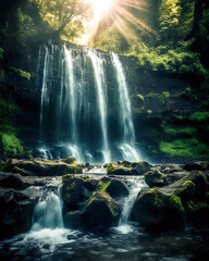 Waterfall in the forest created with Generative AI