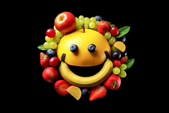 essbare Kunst Gesichter aus Obst KI