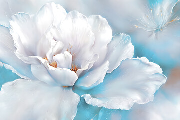 Biały akrylowy i pastelowy kwiat. Generative AI - obrazy, fototapety, plakaty