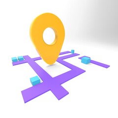 Location Navigation  road tracking point Icons 3d render 