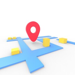 Location Navigation  road tracking point Icons 3d render 