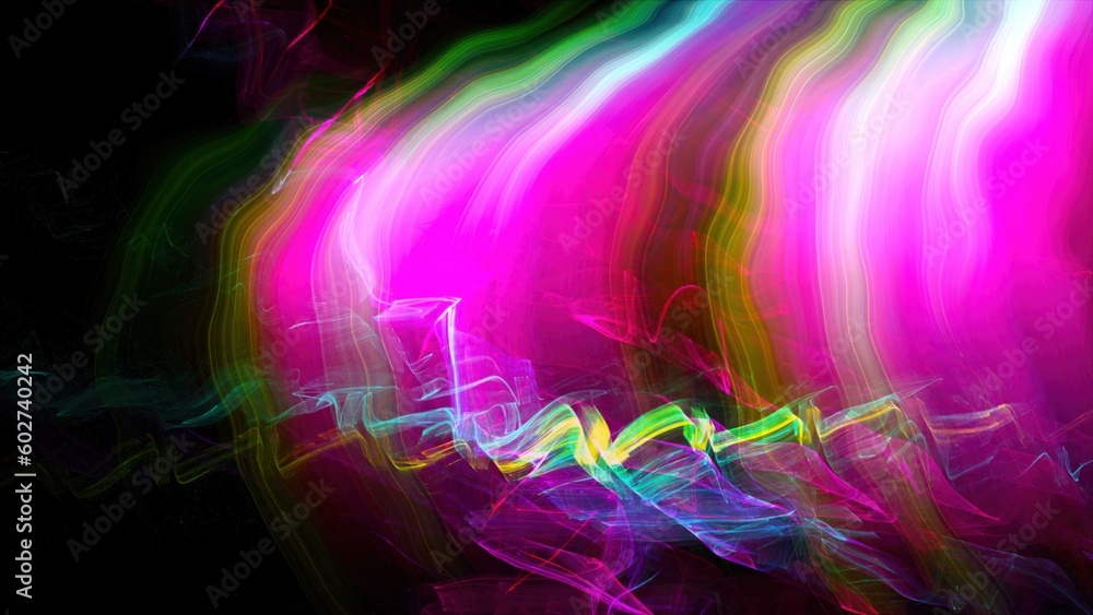 Poster radiation abstraction with light - distortion of space with shiny effect, computer generated backgro