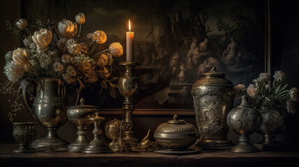 Fototapeta na wymiar still life with candles