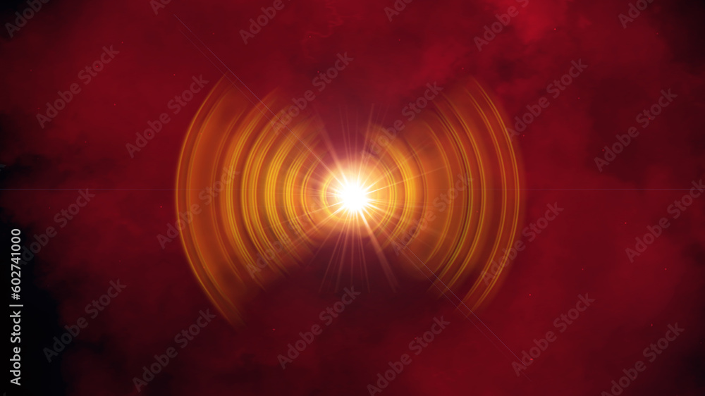 Poster red space activity with many little stars, modern 3d render abstraction, computer generated