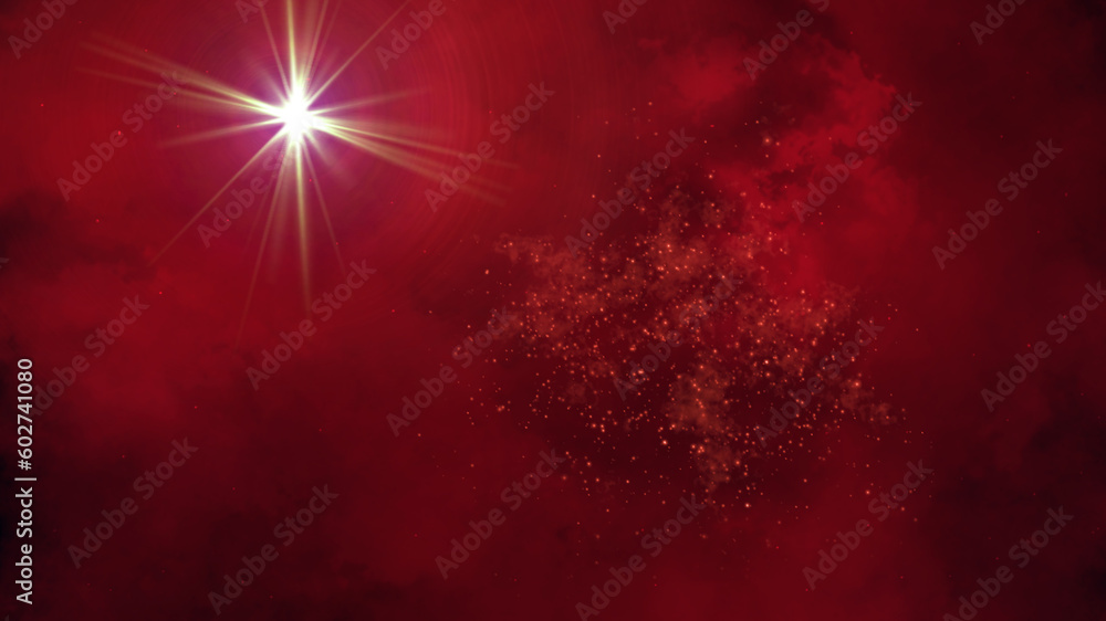 Poster red space activity with many little stars, modern 3d render abstraction, computer generated