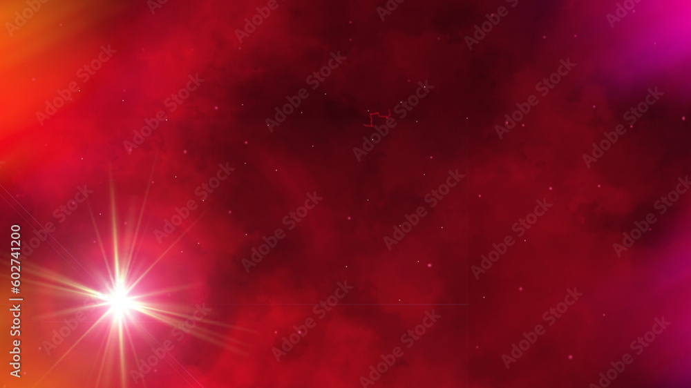 Poster red space activity with many little stars, modern 3d render abstraction, computer generated