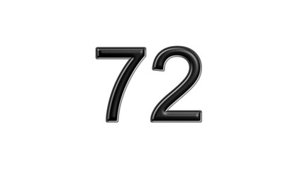 72 black lettering white background year number