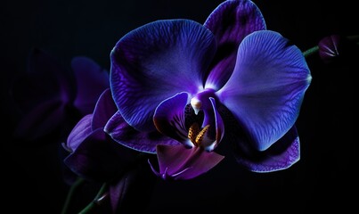  a purple flower with a black background and a dark background.  generative ai