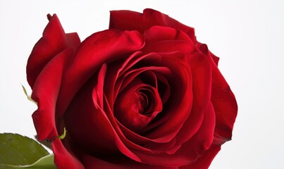  a close up of a red rose on a white background.  generative ai