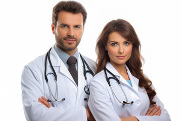 doctor and nurse white background