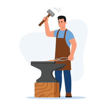 blacksmith hammering metal on anvil clip art preview