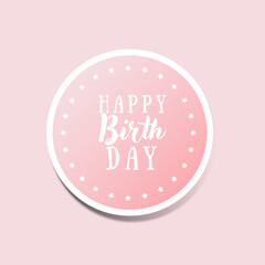 Happy birthday, pink sticker 