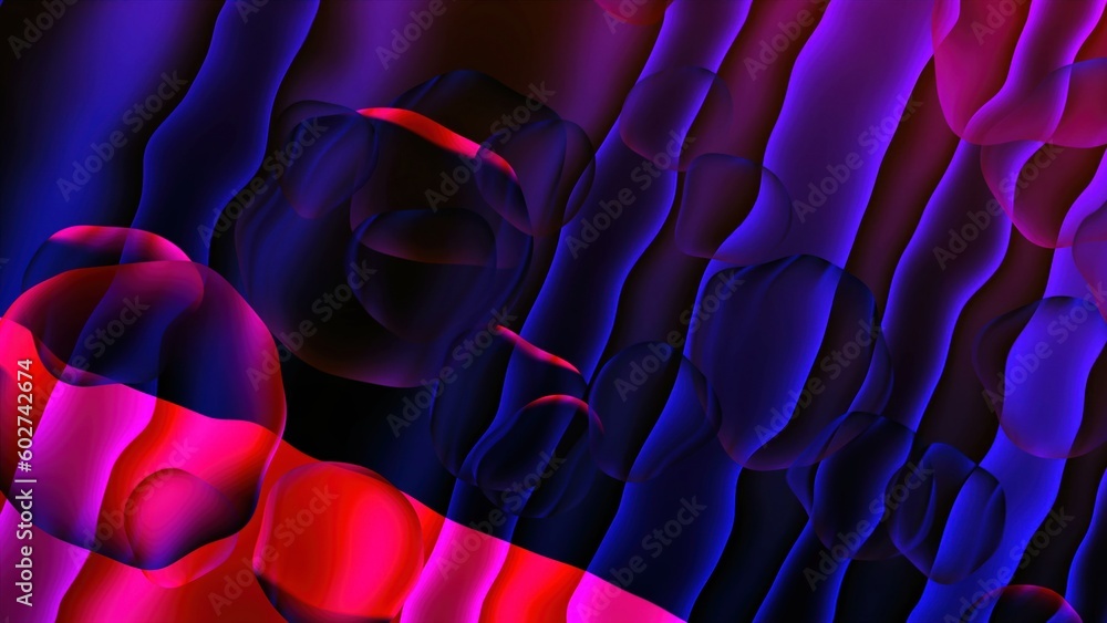 Poster abstract bright striped space and bubbles are in space - abstraction of distortion of space, compute