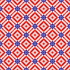 American summer holiday bright red white and blue geometric seamless pattern digital art design for  for the Fourth of July, Independence, Memorial or Labor Day