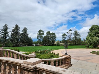 Mansion lawn and stairs
