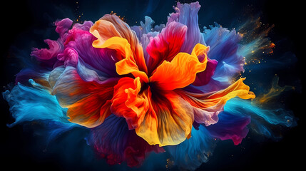 Abstract vibrant explosion of colorful splashes. Generative AI