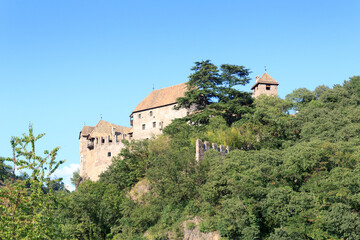 Obraz premium Runkelstein Castle on a rocky spur in Ritten near Bolzano, South Tyrol, Italy