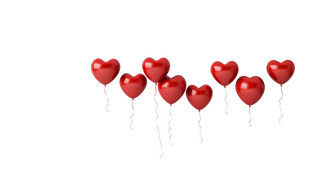 Multiple heart balloons on transparent background png