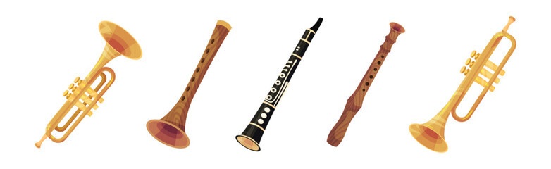 Wind Musical Instrument with Mouthpiece for Blowing Vector Set © Happypictures