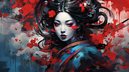 Obraz na płótnie Canvas Geisha Japan Artwork